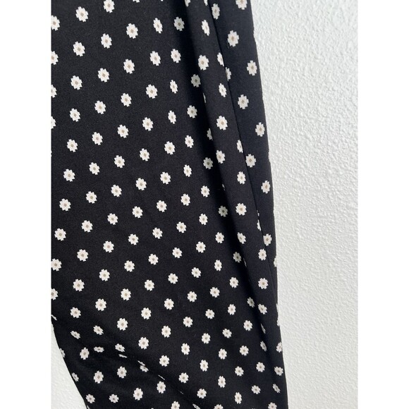 Anthropologie Black White Polka Dot Trousers Flower Power Academia Retro Large - Picture 3 of 5